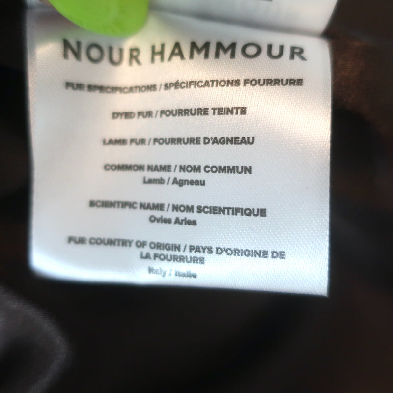 Nour Hammour Uptown Girl Shearling Collar Leather Trench Coat Dark Brown Size 38