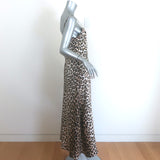 La Prestic Ouiston Petula Leopard Print Maxi Dress Beige Silk Twill Size 1