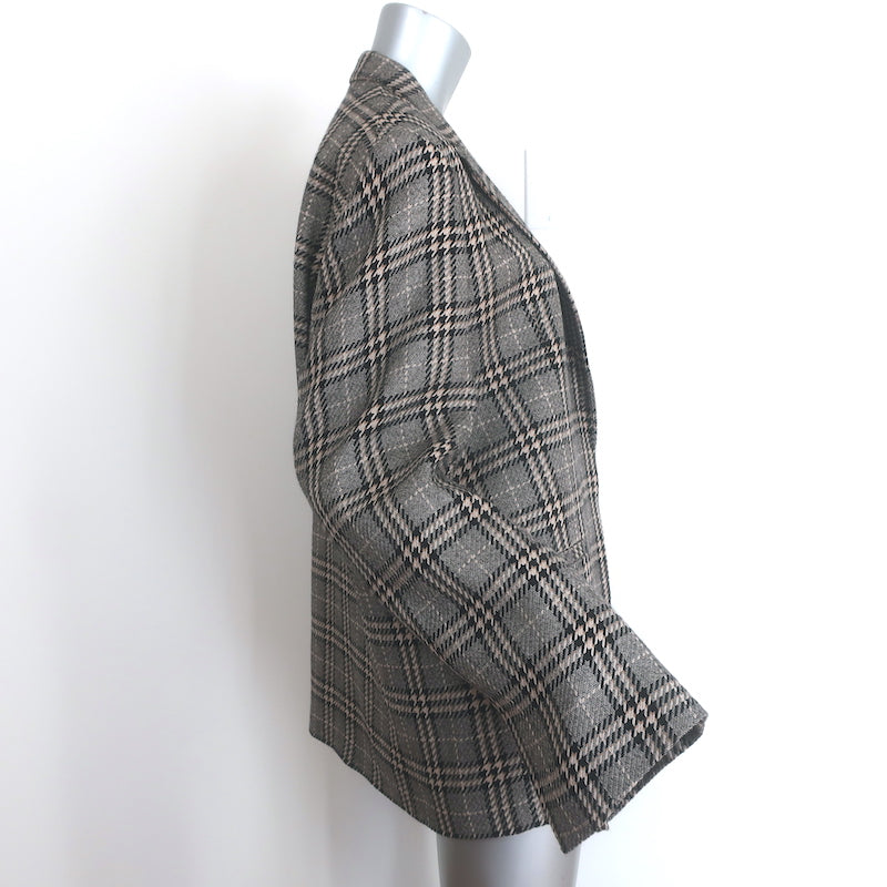 Toteme Houndstooth Check Wide Lapel Blazer Gray Wool-Blend Size 42