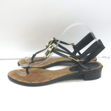 Chanel 07P Gripoix Jeweled T-Strap Sandals Black Patent Leather Size 39