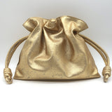 Loewe Flamenco Medium Clutch Distressed Gold Leather Crossbody Bag NEW