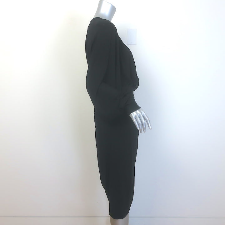 Alexandre Vauthier Long Sleeve Ruched Midi Dress Black Stretch Jersey Size 44