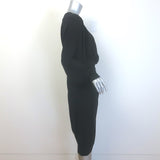 Alexandre Vauthier Long Sleeve Ruched Midi Dress Black Stretch Jersey Size 44