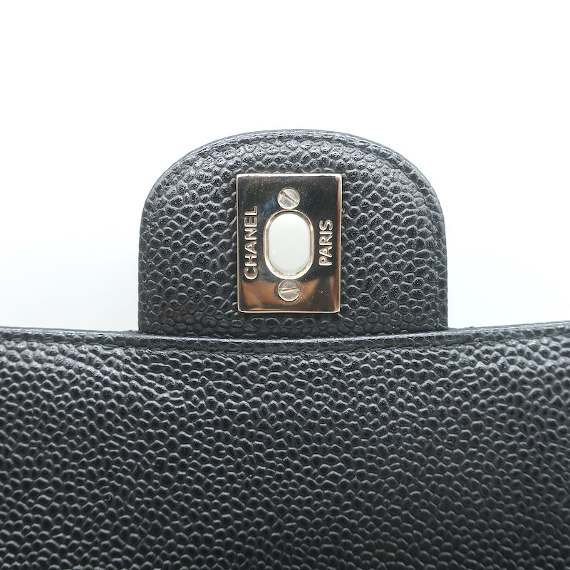 Chanel 00V Bijoux Chain East West Flap Bag Black Quilted Caviar Leather