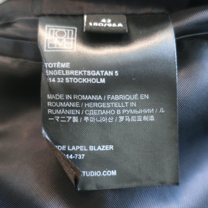 Toteme Houndstooth Check Wide Lapel Blazer Gray Wool-Blend Size 42