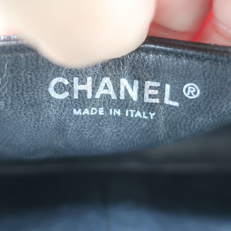 Chanel 00V Bijoux Chain East West Flap Bag Black Quilted Caviar Leather