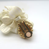 Oscar de la Renta Wooden Petal Clip-On Dangle Earrings Ivory