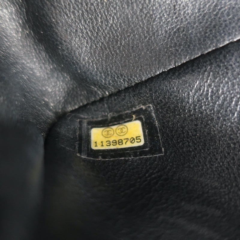Chanel 00V Bijoux Chain East West Flap Bag Black Quilted Caviar Leather