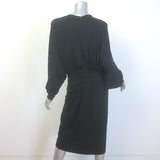 Alexandre Vauthier Long Sleeve Ruched Midi Dress Black Stretch Jersey Size 44
