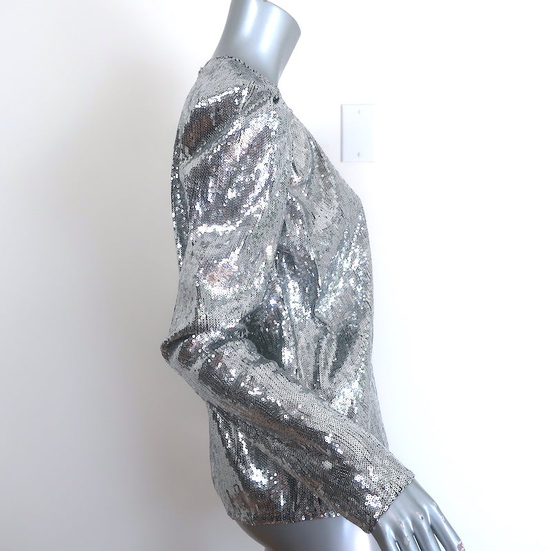 Philosophy di Lorenzo Serafini Sequin Puff Sleeve Top Silver Size US 6