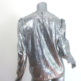 Philosophy di Lorenzo Serafini Sequin Puff Sleeve Top Silver Size US 6