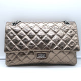 Chanel 07A 2.55 Reissue 226 Flap Bag Bronze Quilted Metallic Leather Crossbody