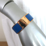 Hermes Charniere Large Hinged Bracelet Bleu Enamel & Rose Gold
