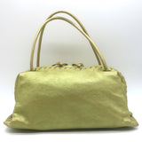 Bottega Veneta Intrecciato-Trim Small Bag Greenish Gold Metallic Leather