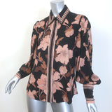 Zimmermann Concert Peonies Shirt Black Floral Print Stretch Silk Size 1