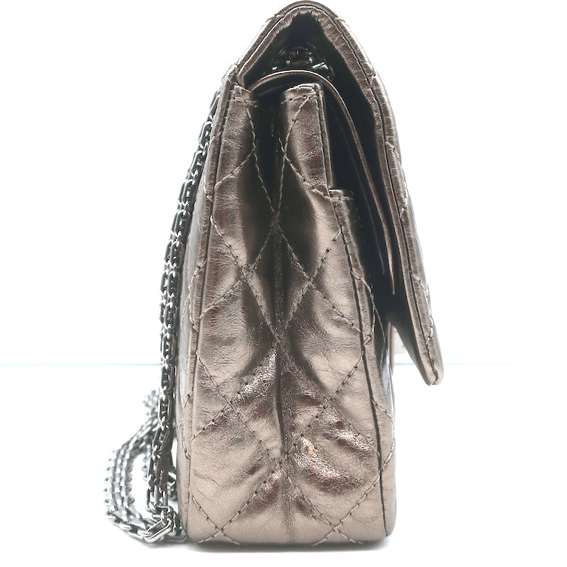 Chanel 07A 2.55 Reissue 226 Flap Bag Bronze Quilted Metallic Leather Crossbody