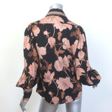Zimmermann Concert Peonies Shirt Black Floral Print Stretch Silk Size 1