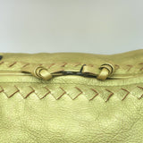 Bottega Veneta Intrecciato-Trim Small Bag Greenish Gold Metallic Leather