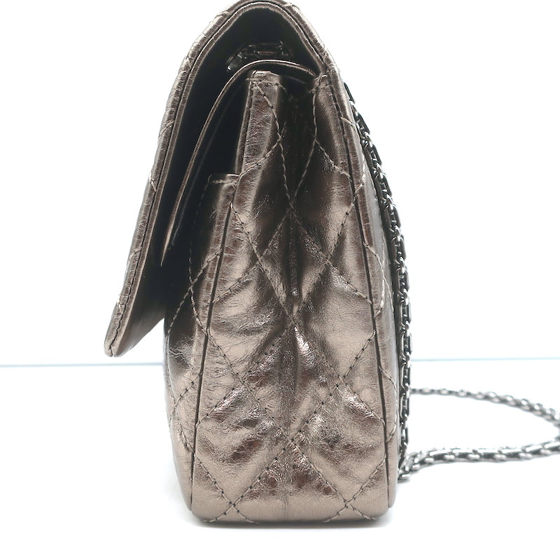 Chanel 07A 2.55 Reissue 226 Flap Bag Bronze Quilted Metallic Leather Crossbody