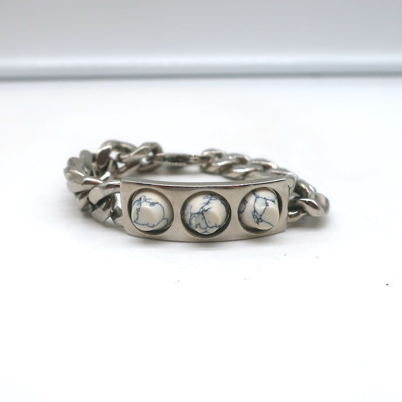 Balenciaga Studded Chain Link ID Bracelet Silver/Marble