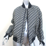 Christian Dior Oblique Bomber Jacket Navy Technical Taffeta Jacquard Size 40