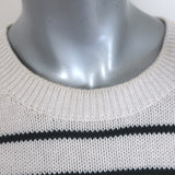 Brunello Cucinelli Sequin-Striped Crewneck Sweater Ecru Cotton Size Medium