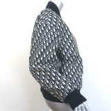 Christian Dior Oblique Bomber Jacket Navy Technical Taffeta Jacquard Size 40