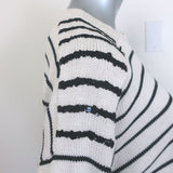 Brunello Cucinelli Sequin-Striped Crewneck Sweater Ecru Cotton Size Medium