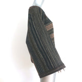 Pringle of Scotland Cashmere Sweater Brown Metallic-Striped Knit Size Small