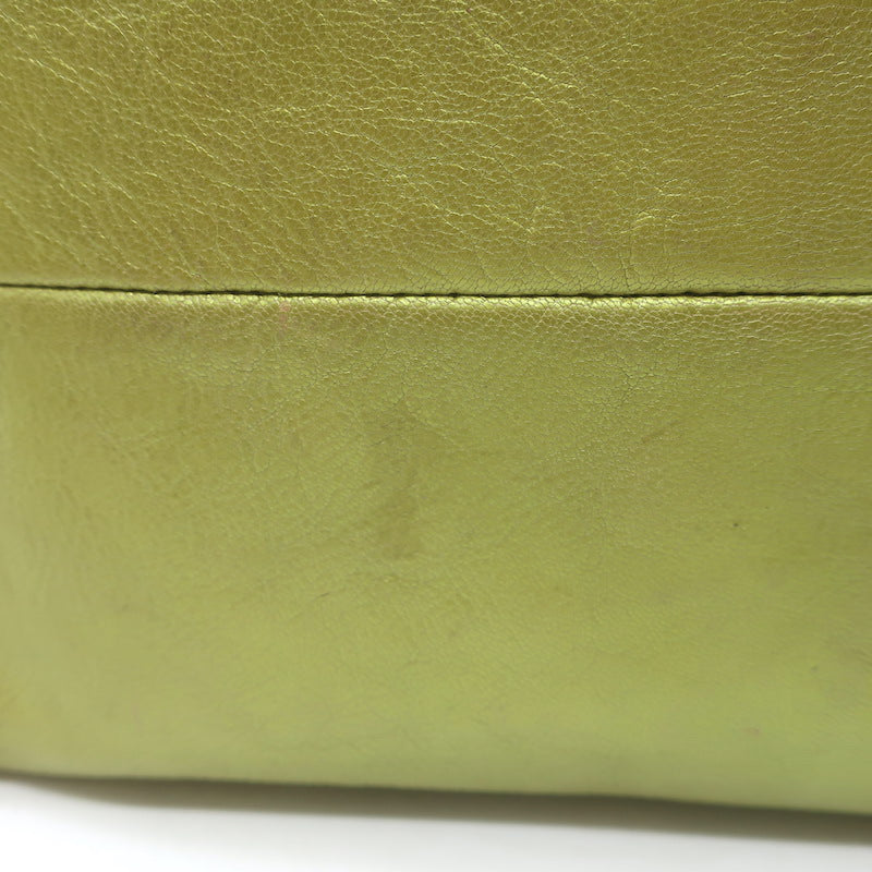 Bottega Veneta Intrecciato-Trim Small Bag Greenish Gold Metallic Leather