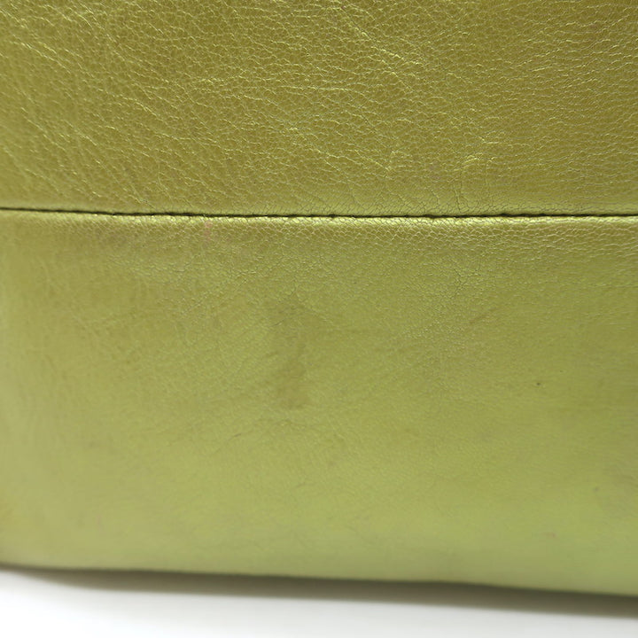 Bottega Veneta Intrecciato-Trim Small Bag Greenish Gold Metallic Leather