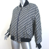 Christian Dior Oblique Bomber Jacket Navy Technical Taffeta Jacquard Size 40
