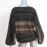 Pringle of Scotland Cashmere Sweater Brown Metallic-Striped Knit Size Small