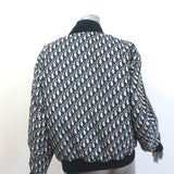 Christian Dior Oblique Bomber Jacket Navy Technical Taffeta Jacquard Size 40