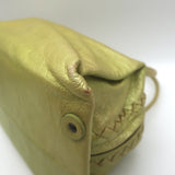 Bottega Veneta Intrecciato-Trim Small Bag Greenish Gold Metallic Leather