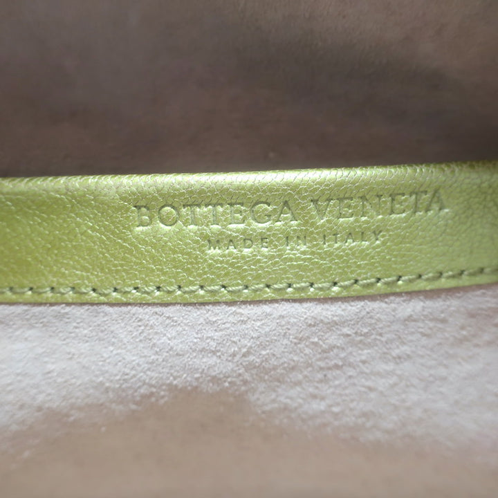 Bottega Veneta Intrecciato-Trim Small Bag Greenish Gold Metallic Leather