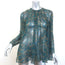 Zimmermann Bow-Back Blouse Teal Printed Chiffon Size 3 Long Sleeve Top