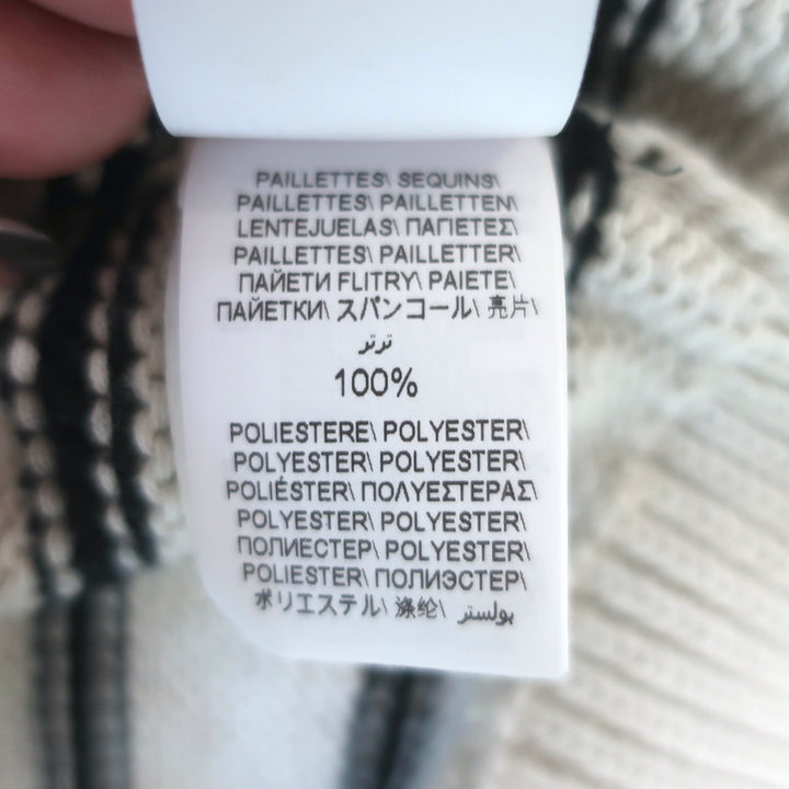 Brunello Cucinelli Sequin-Striped Crewneck Sweater Ecru Cotton Size Medium