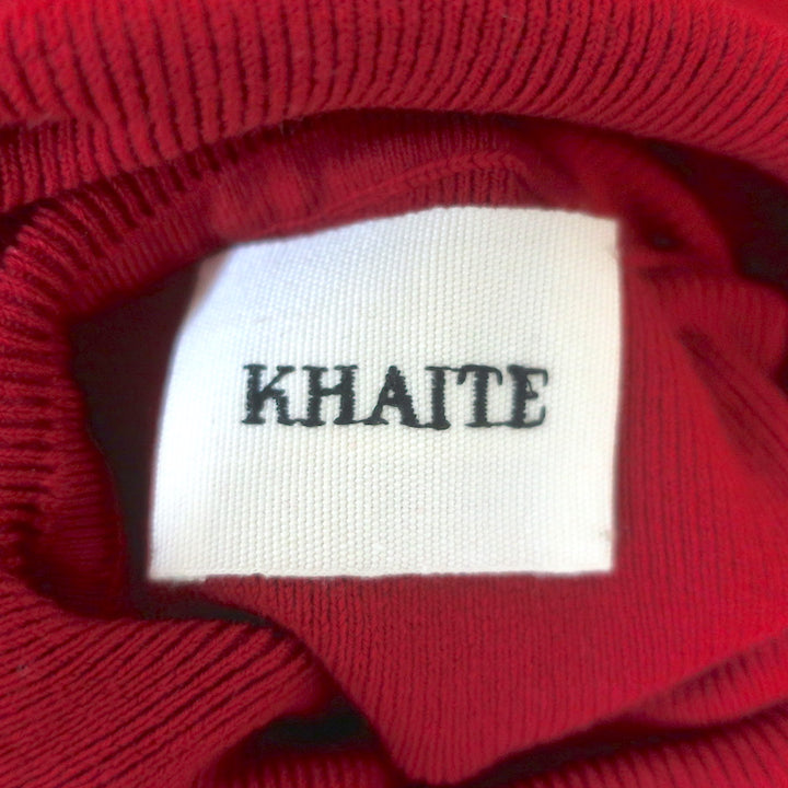 Khaite Cate Bodysuit Red Stretch Wool Size Small Turtleneck Sweater