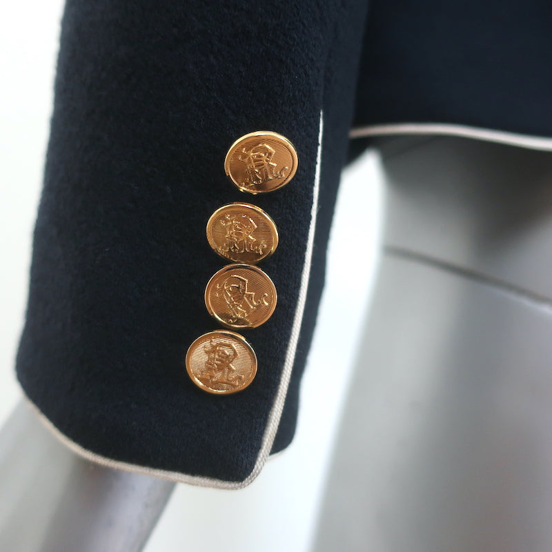 Ralph Lauren Blue Label Contrast-Collar Jacket Navy/Cream Wool Size 8