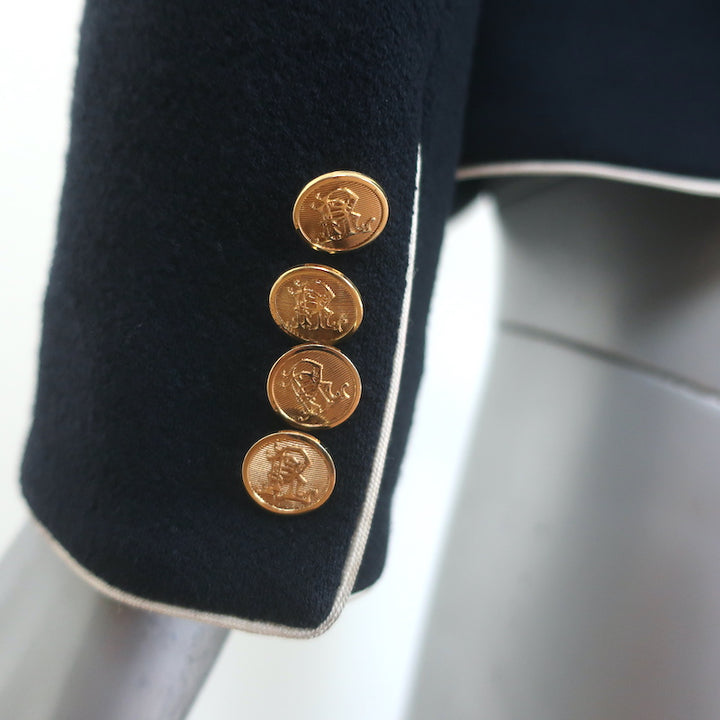 Ralph Lauren Blue Label Contrast-Collar Jacket Navy/Cream Wool Size 8