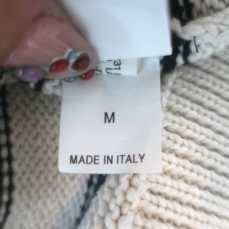 Brunello Cucinelli Sequin-Striped Crewneck Sweater Ecru Cotton Size Medium