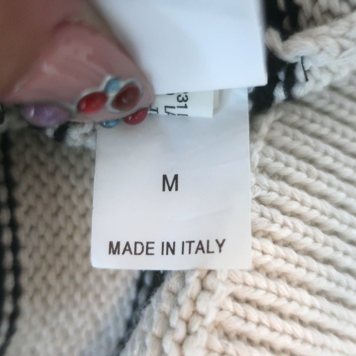 Brunello Cucinelli Sequin-Striped Crewneck Sweater Ecru Cotton Size Medium