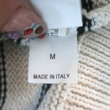 Brunello Cucinelli Sequin-Striped Crewneck Sweater Ecru Cotton Size Medium