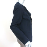 Vince Draped Front Jacket Navy Cotton Boucle Size Medium