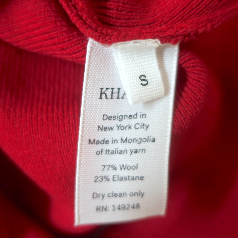 Khaite Cate Bodysuit Red Stretch Wool Size Small Turtleneck Sweater