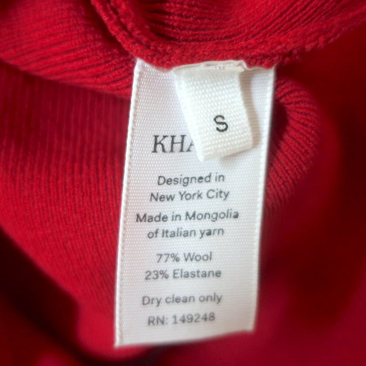 Khaite Cate Bodysuit Red Stretch Wool Size Small Turtleneck Sweater