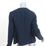 Vince Draped Front Jacket Navy Cotton Boucle Size Medium
