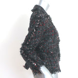 Chanel 10A Fur-Trimmed Tweed Tie Waist Jacket Black/Red Wool-Blend Size 36