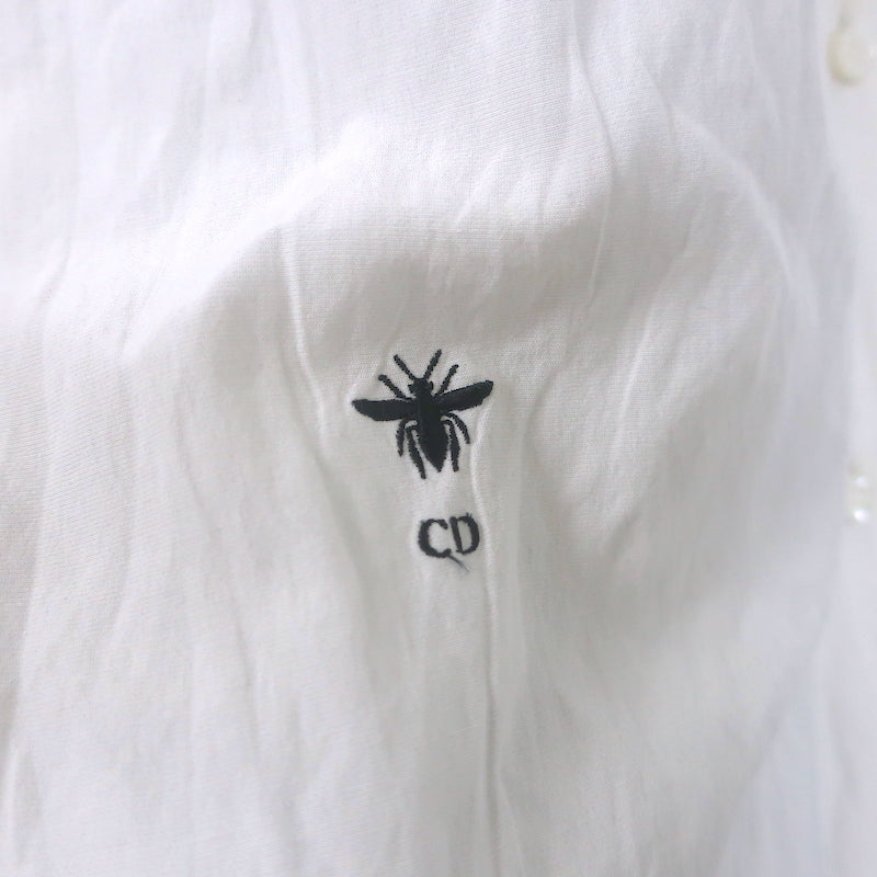Christian Dior Short Sleeve Button Down Shirt Cream Cotton Size 38